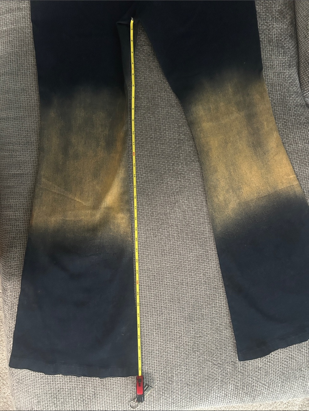 Y2K Black Gold Acid Wash Lace Up Flare Jeans Pants XL - Picture 10 of 13